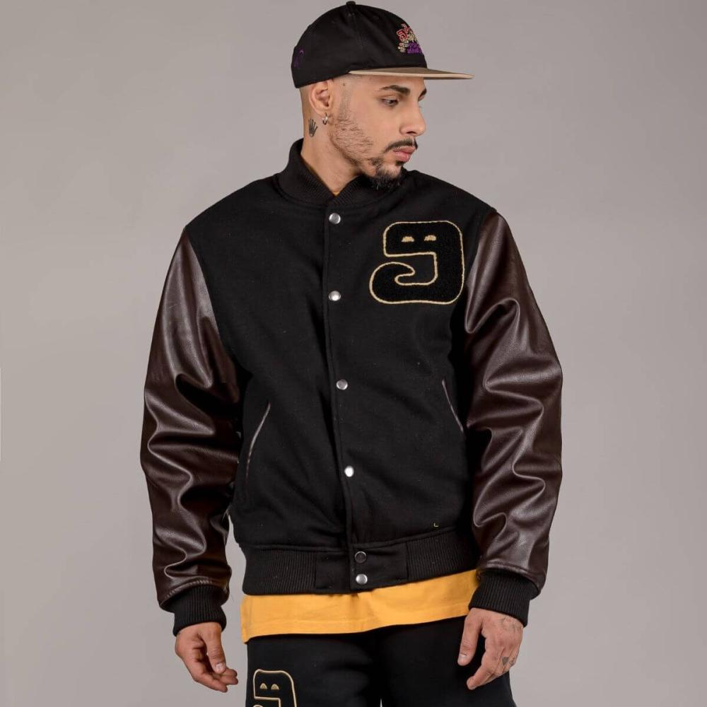 Grimey Wear Lust Mantra Wool Baseball Jacket Black