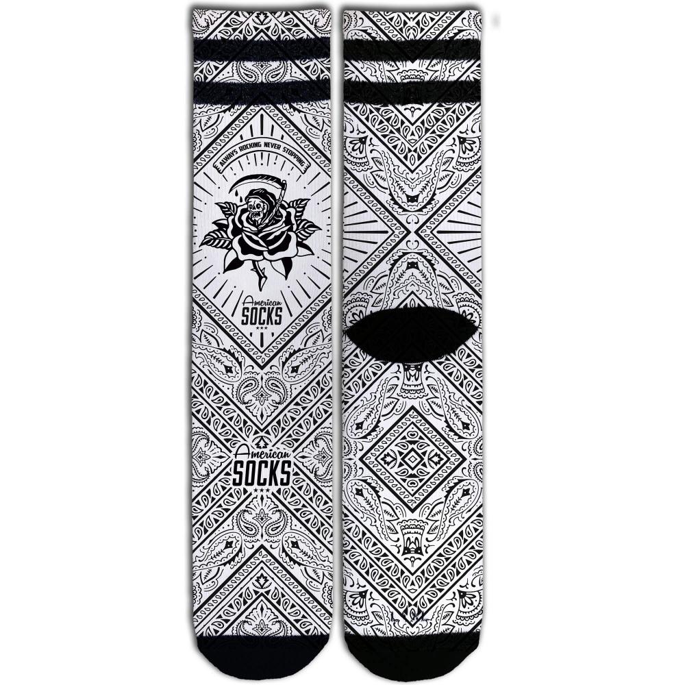 American Socks Bandana White - Mid High Black/White