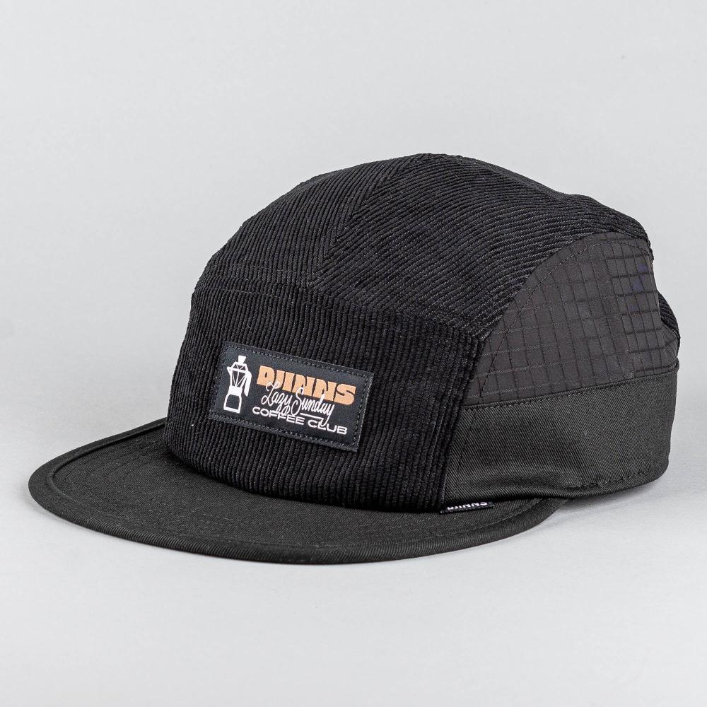 DJINN'S 5 Panel Soft Flat Cap Sunday Coffee Cord Black