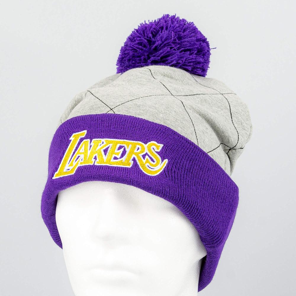 Mitchell & Ness NBA Quilted Pom Beanie HWC LOS ANGELES LAKERS Grey / Purple