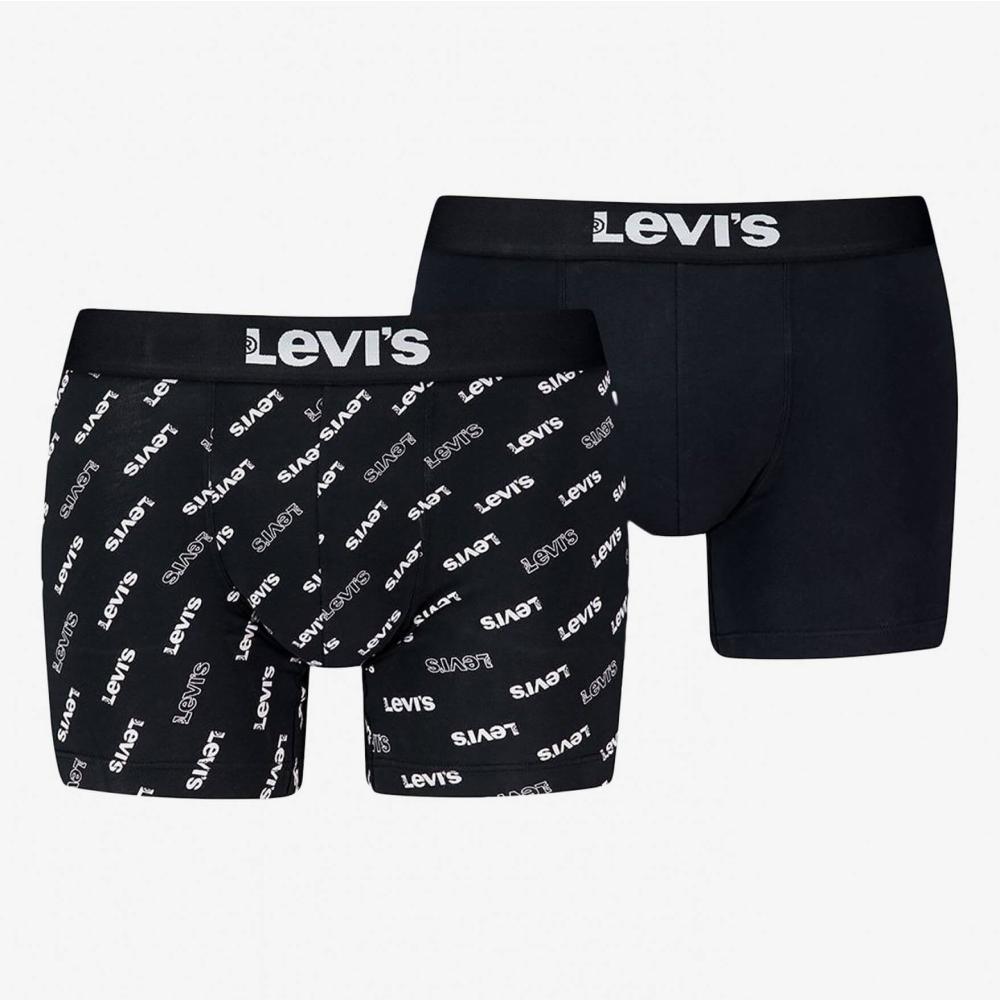 Levis Men Logo Aop Boxer Brief Organic Co 2P Black/White