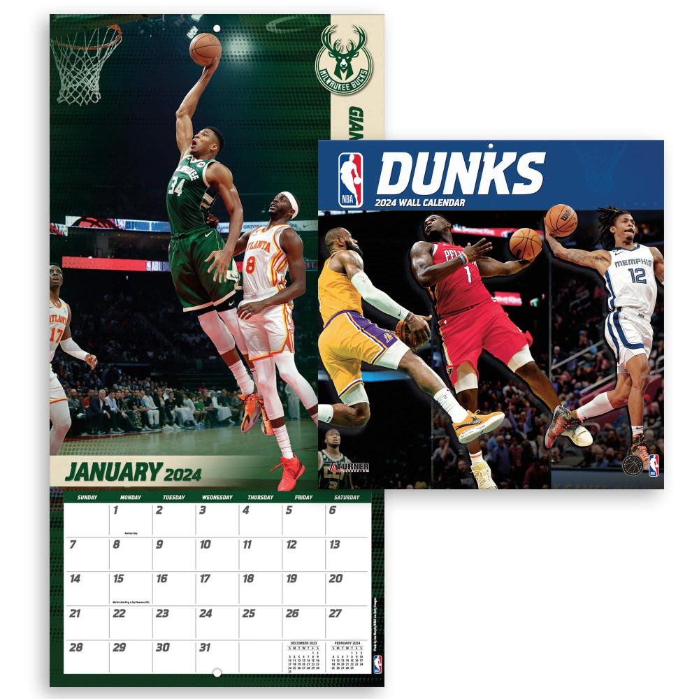 TURNER SPORTS NBA 2024 (30x60 cm) WALL CALENDAR NBA DUNKS