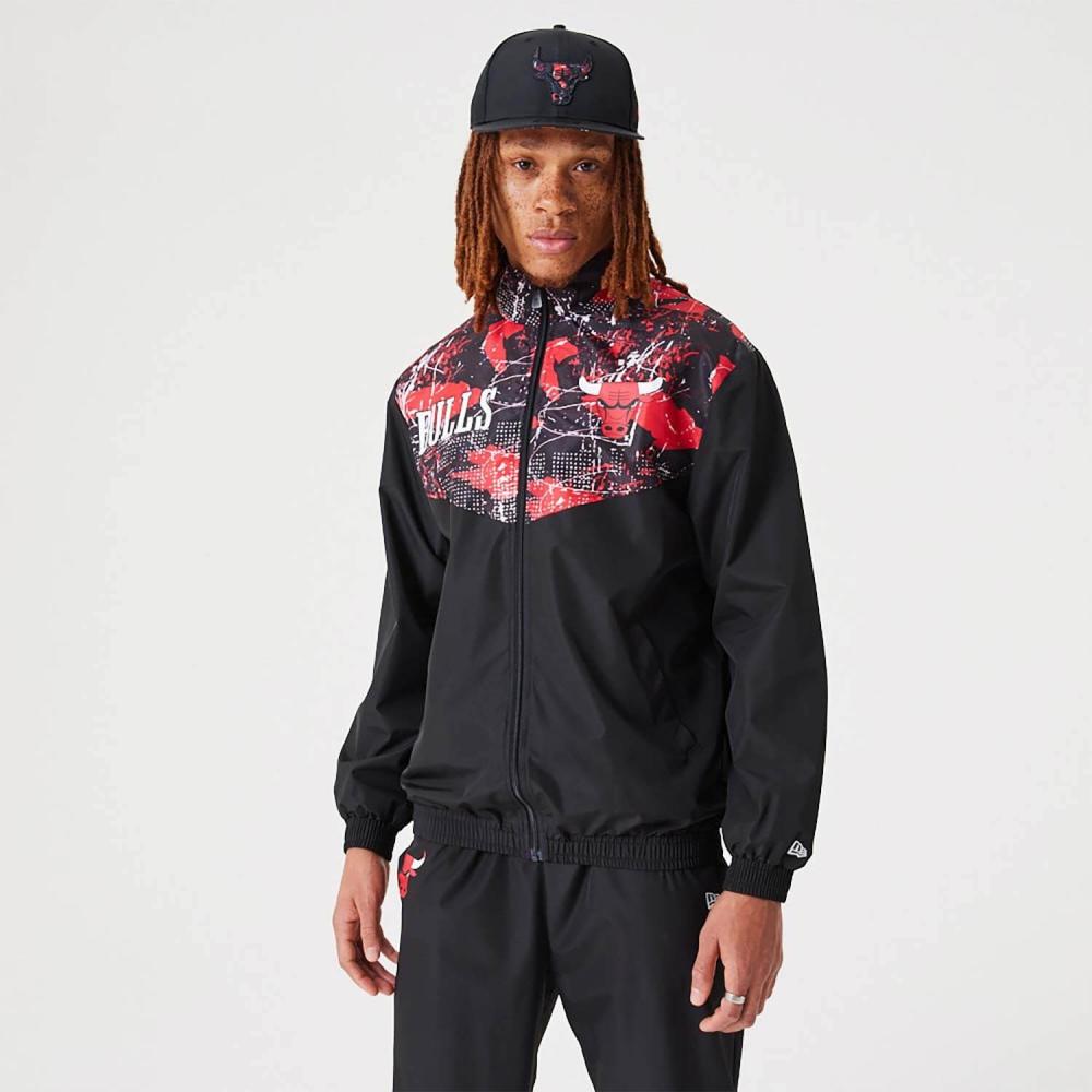 NEW ERA Chicago Bulls NBA All Over Print Black Track Jacket Black