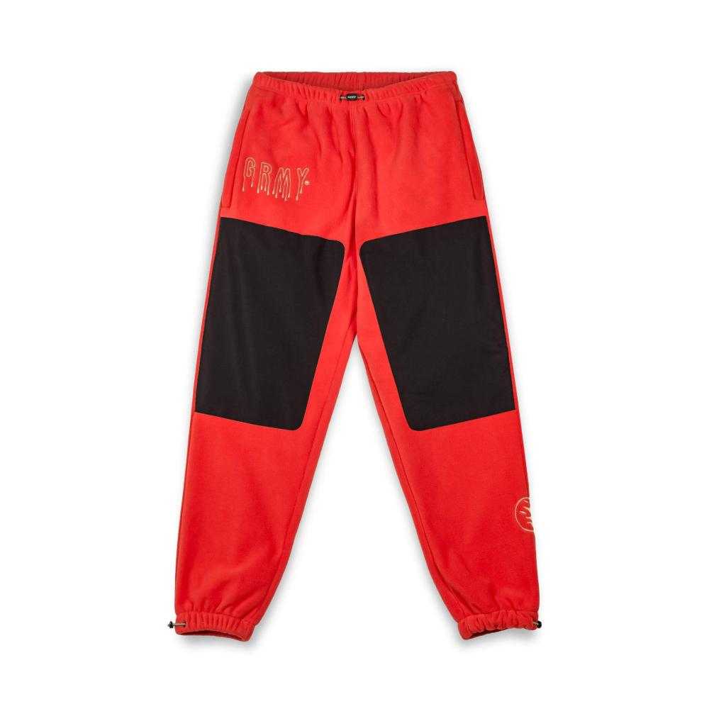 GRIMEY WEAR BACK AT YOU POLAR FLEECE TRACK PANTS RED