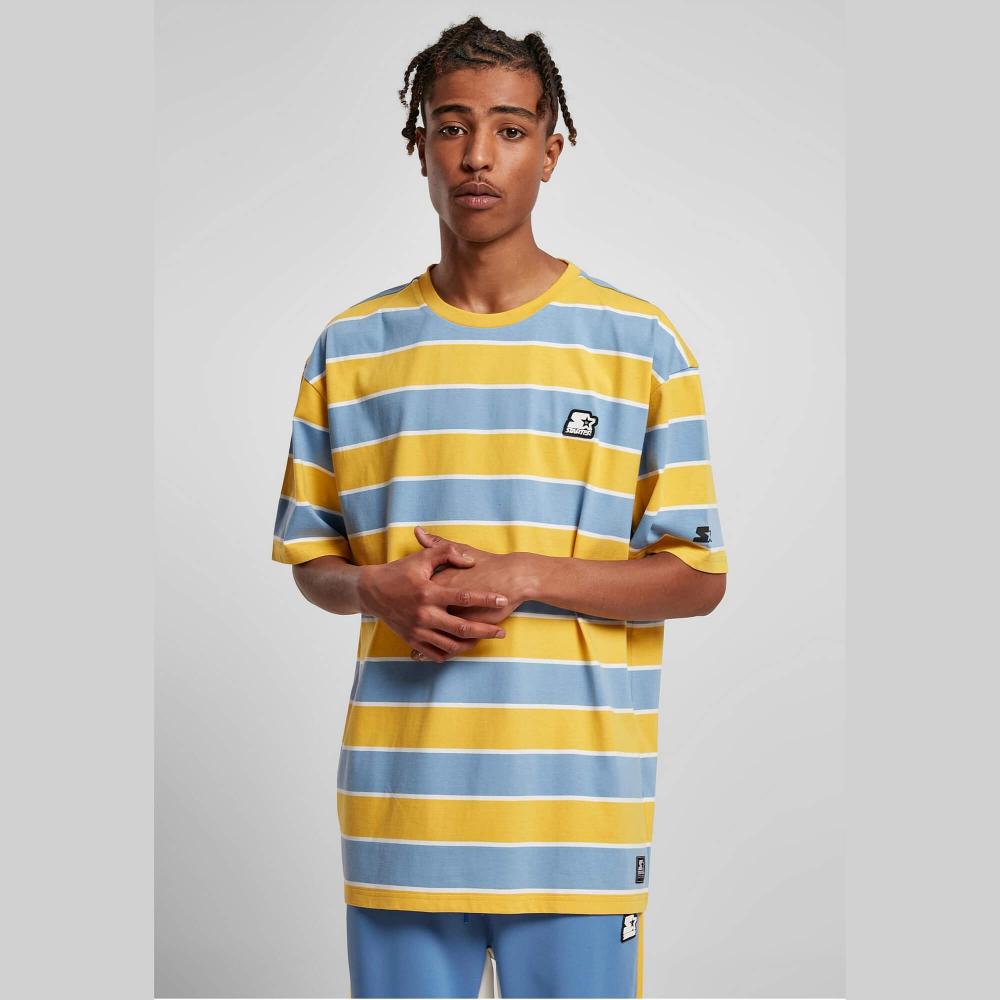 Starter Block Stripes Tee horizonblue/californiayellow/white