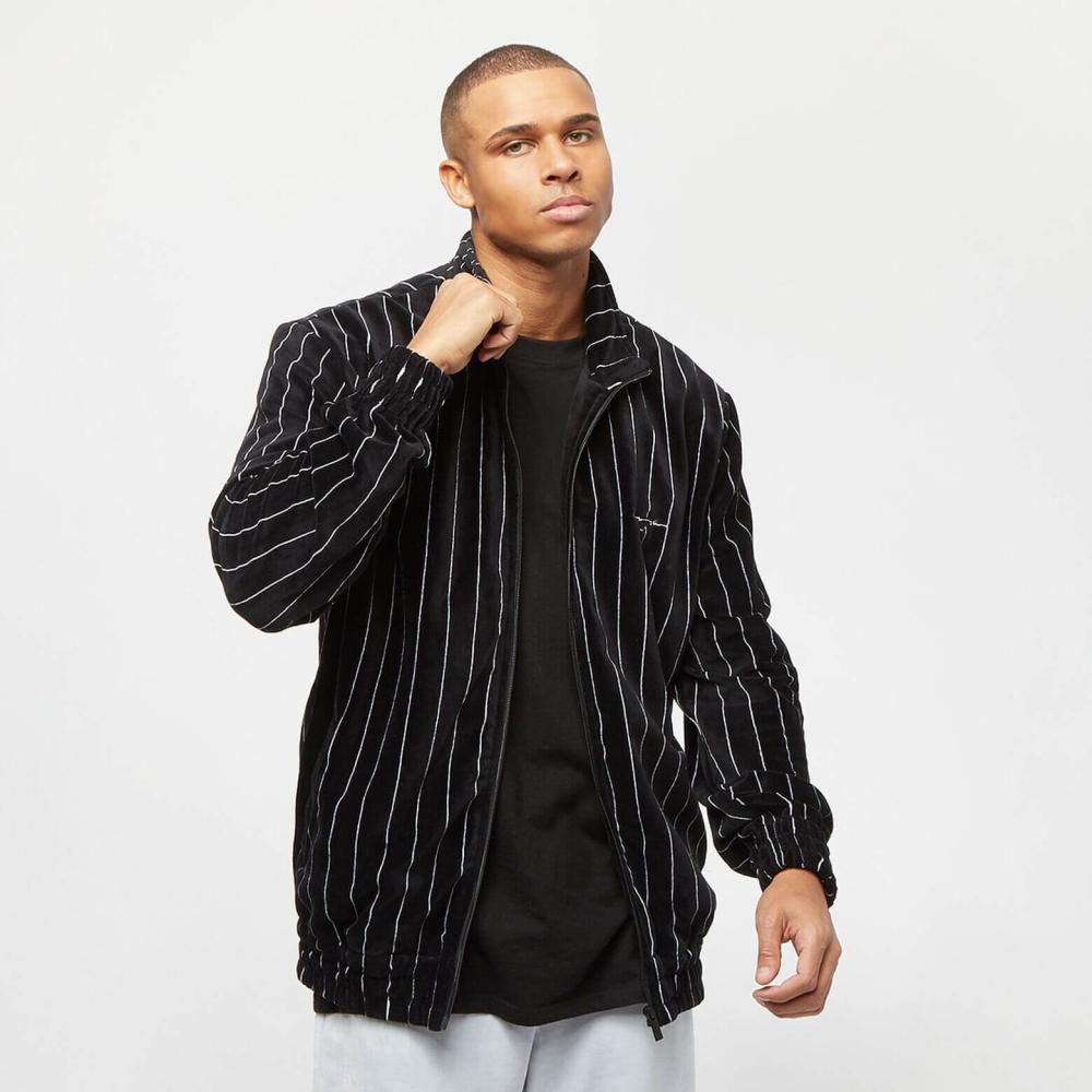 Sean John Script Logo Pinstripe Velours Trackjacket black/white