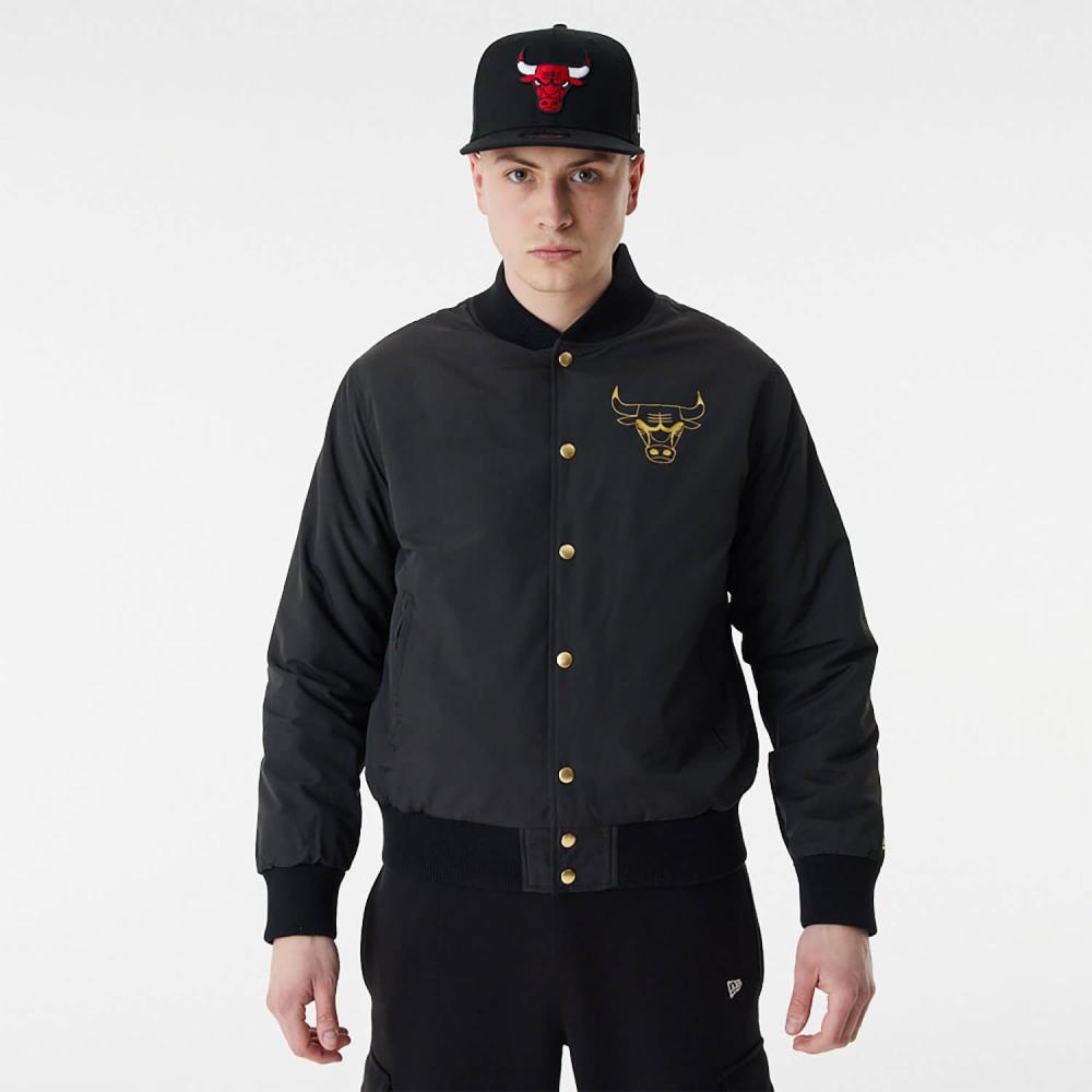 New Era Chicago Bulls Team Script Black Bomber Jacket