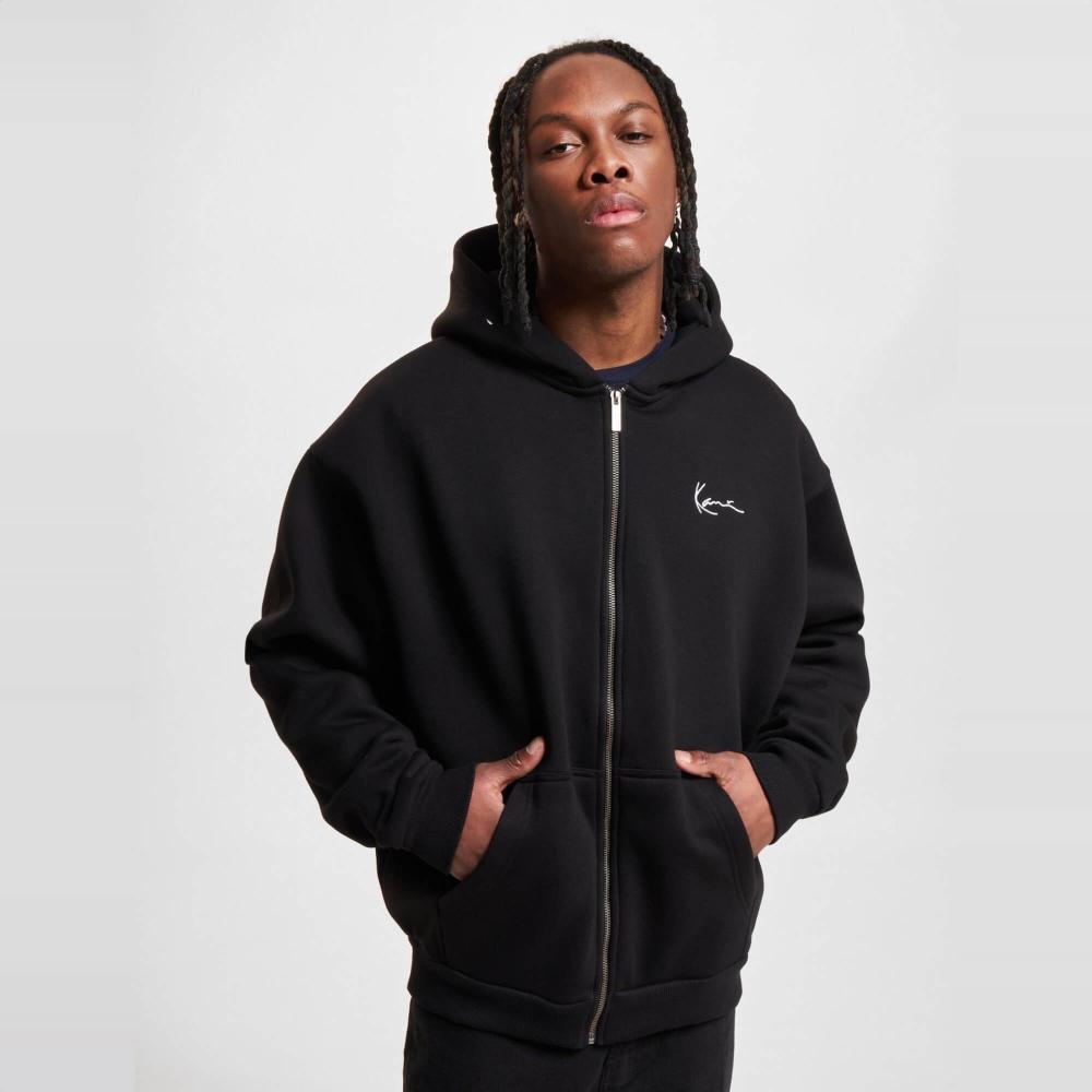 Mikina s kapucňou na zips Karl Kani Script Logo čierna