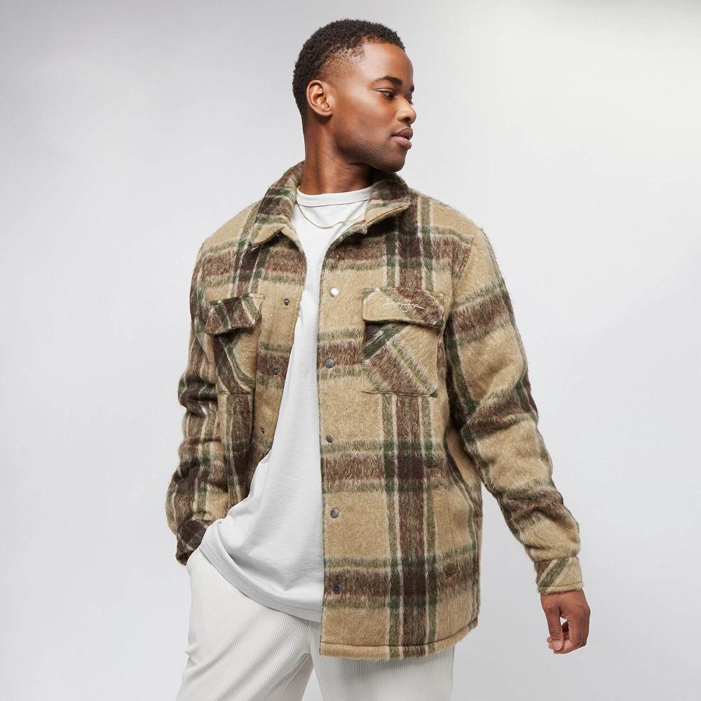 Sean John Script Logo Brushed Flannel Overshirt brown/dark brown