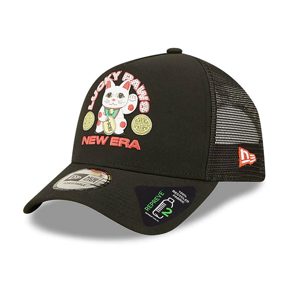 New Era Lucky Paws Repreve Black A-Frame Trucker Cap Black