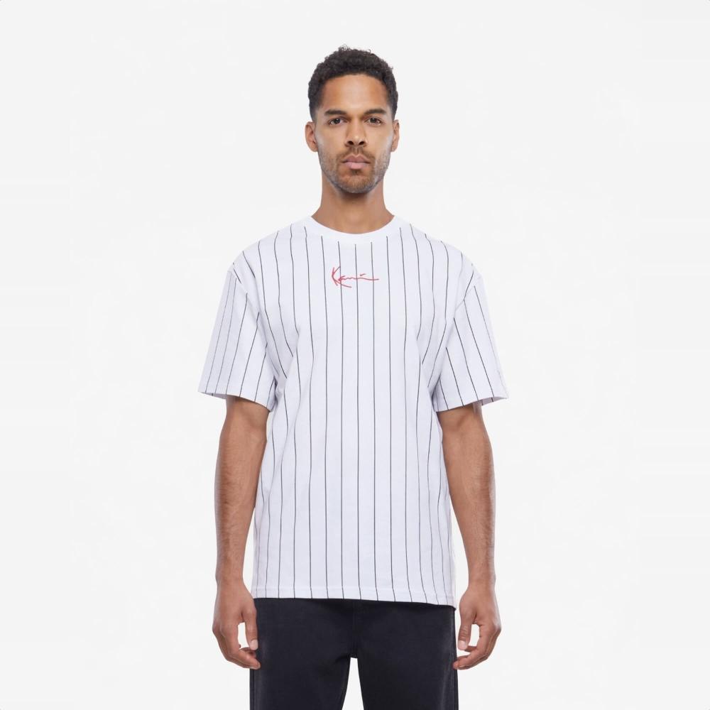 Tričko Karl Kani Pinstripe Logo bielo-čierne