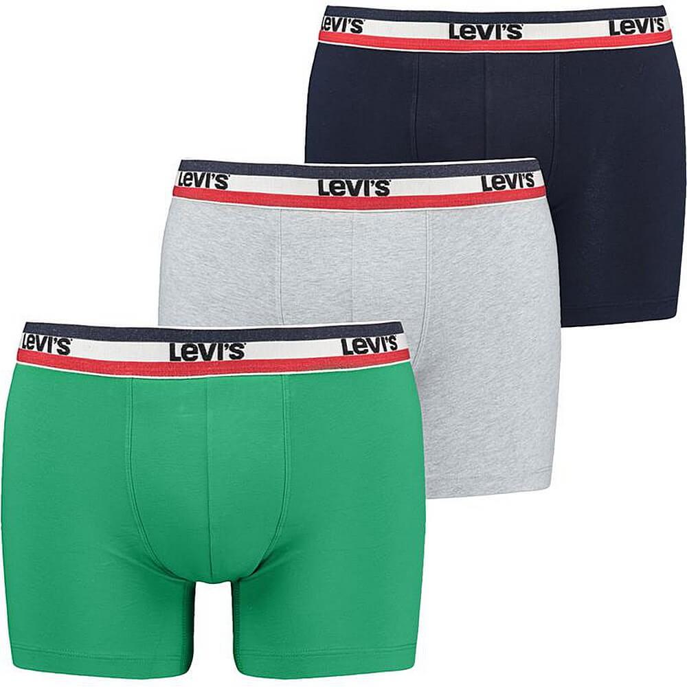 Levis Men Sprtswr Logo Boxer Brief 3P Green / Grey / Navy - SHOP.BALLERS.SK
