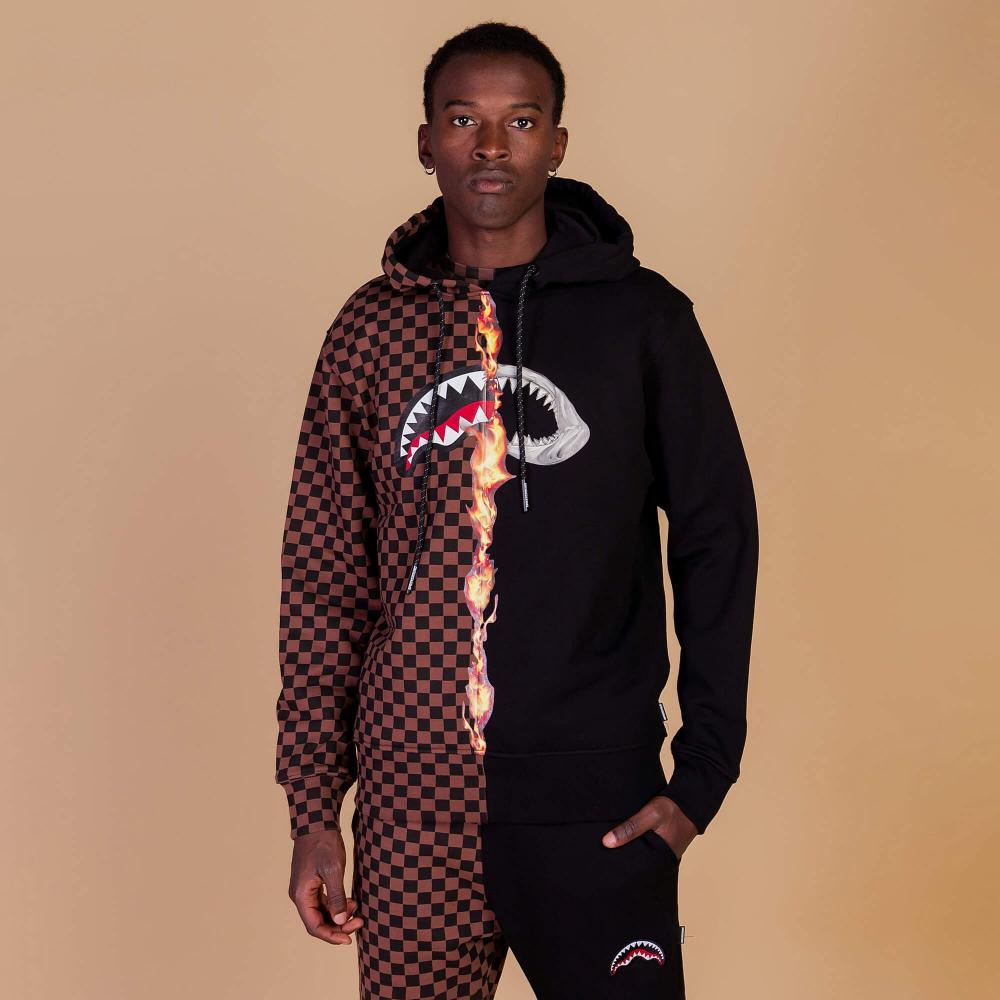 Sprayground Burnt Sharks In Paris Hoodie Black/Brown