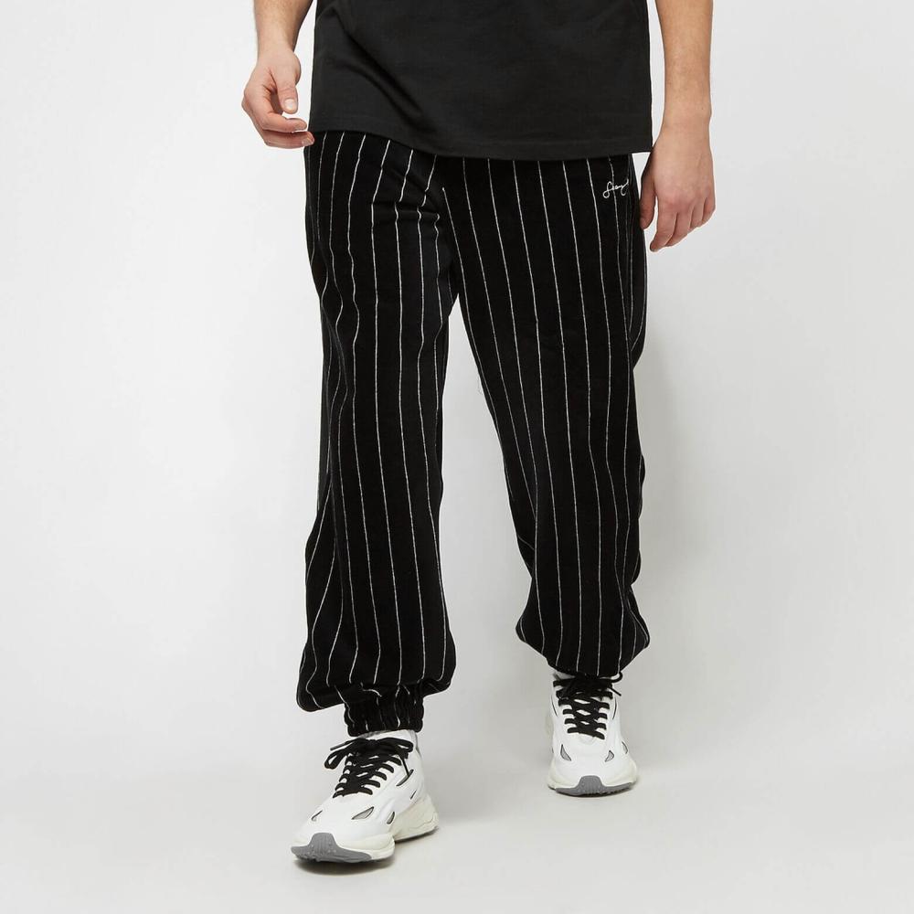 Sean John Script Logo Pinstripe Velours Trackpants black/white