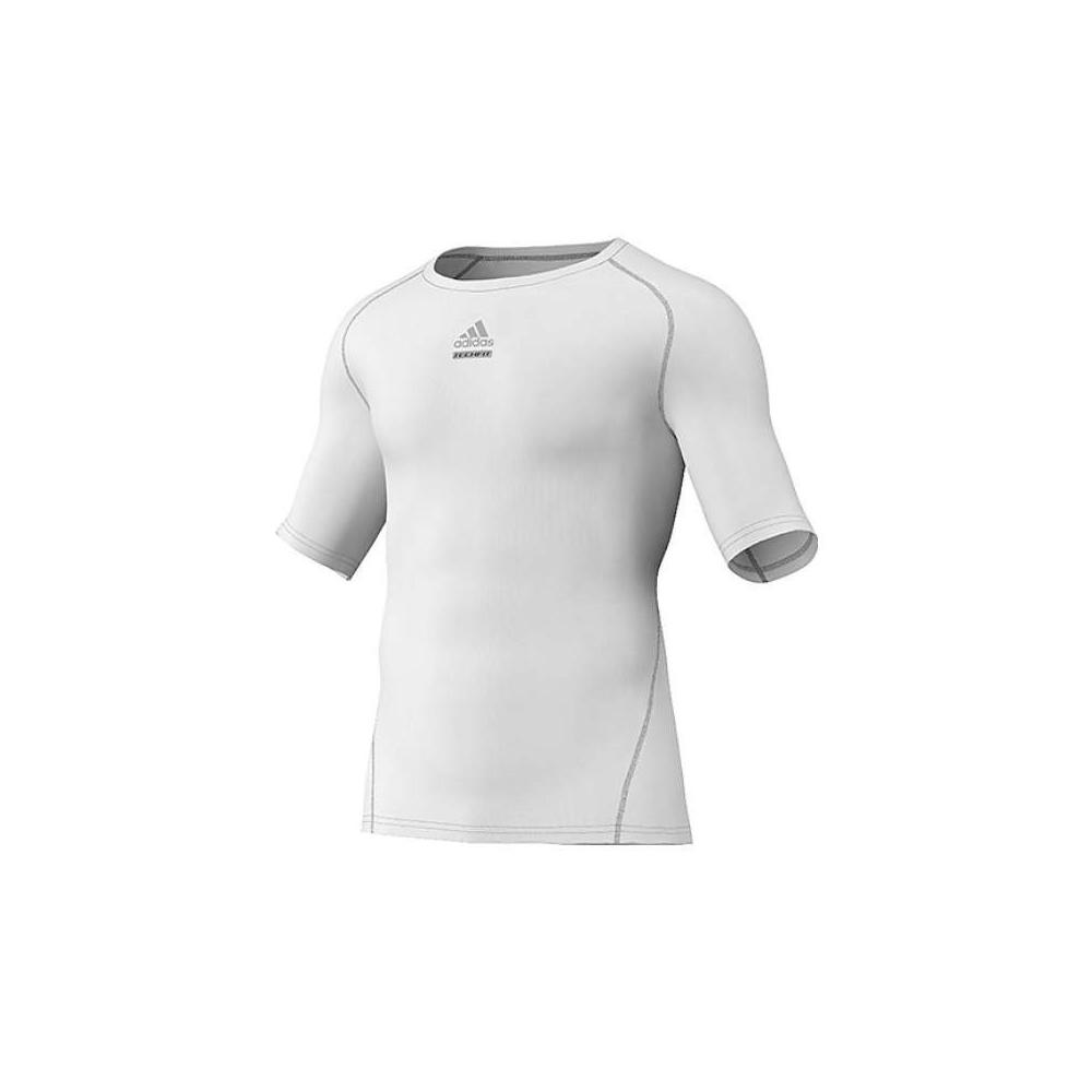 Adidas Mens Logo Techfit Tops White