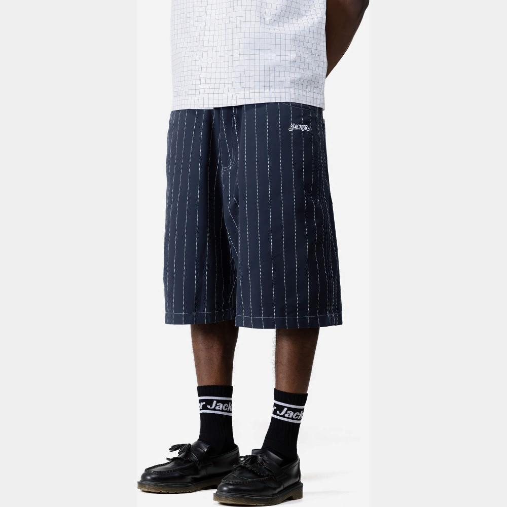 Krátke nohavice Jacker Stripes Baggy Short Raw tmavomodré