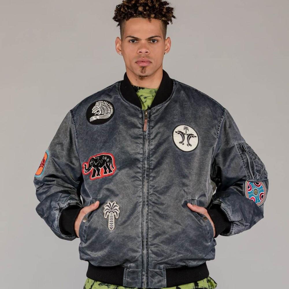 Grmy Grimey Wear The Clout Washed Bomber Jacket Washed Black