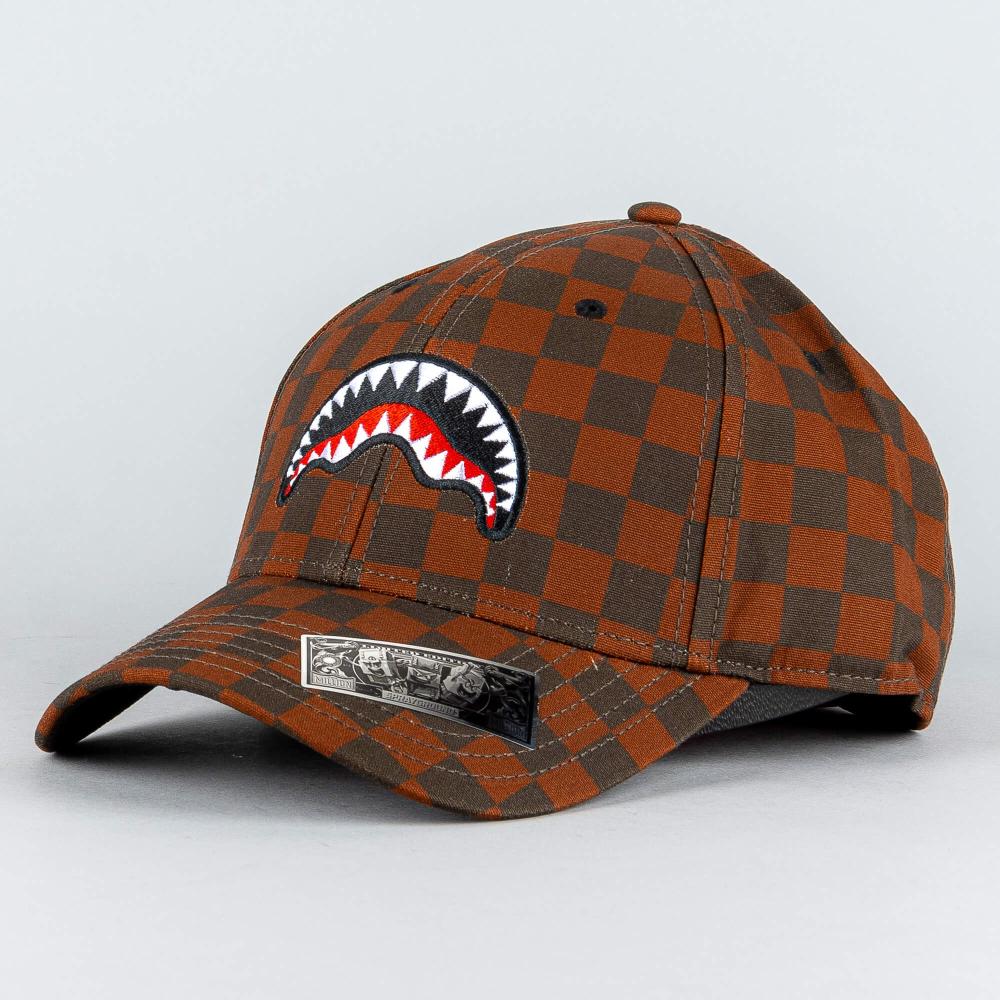 Sprayground Smooth Check Cap Brown