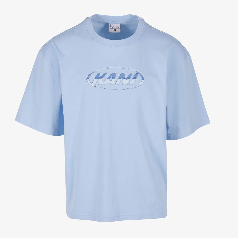 Karl Kani Woven Signature Chrome Logo Crop Tee light blue