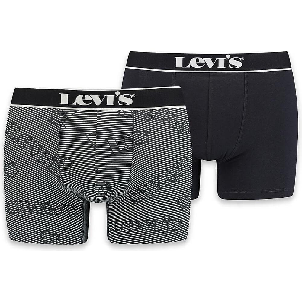 Levis Men Logo Stripe Boxer Brief 2P Black Combo