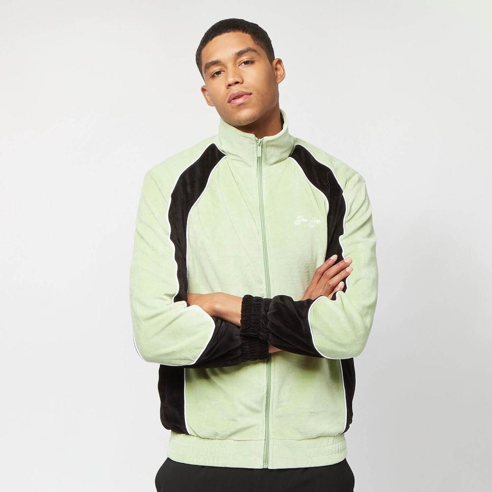 Sean John Script Logo Colorblock Velvet Trackjacket light green/black/white