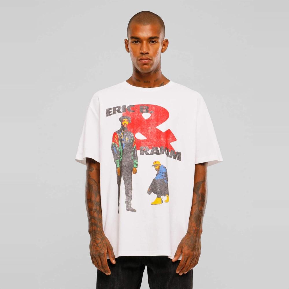 Oversized tričko Mister Tee Eric B. & Rakim Sweat the Technique biele