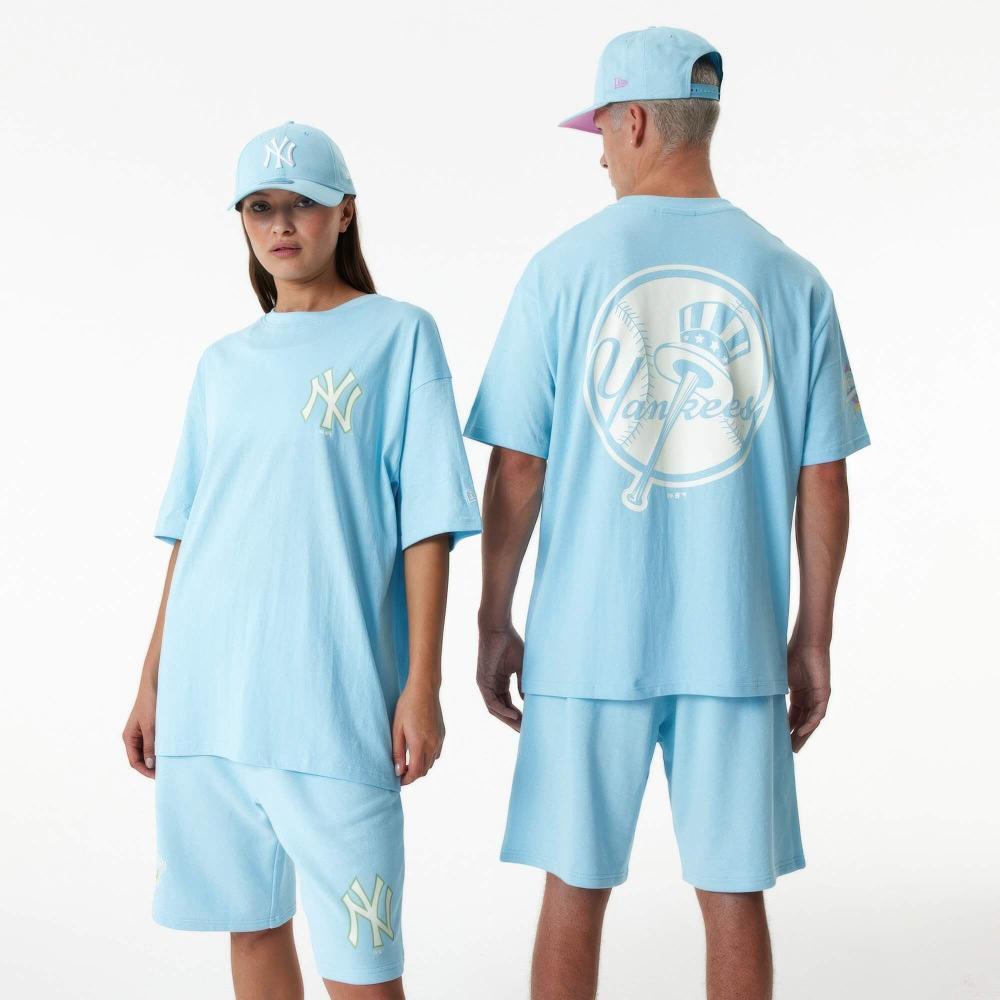 Unisex tričko New Era New York Yankees MLB Pastel Blue Oversized T-Shirt modré