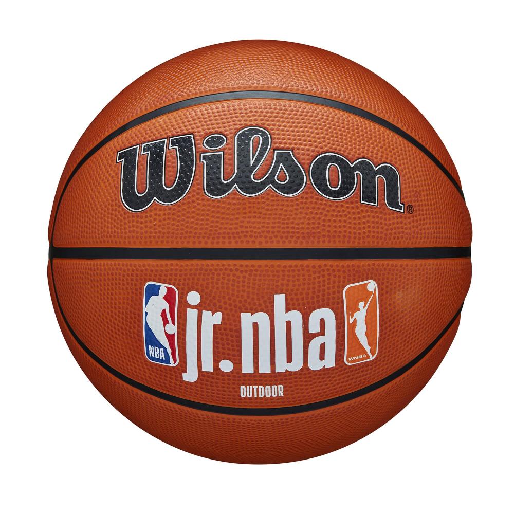 Wilson Jr. NBA Fam Logo Auth Outdoor Bskt. (sz. 5) Brown