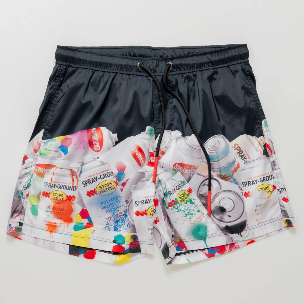 Sprayground Spray Paint Swim Trunks Black