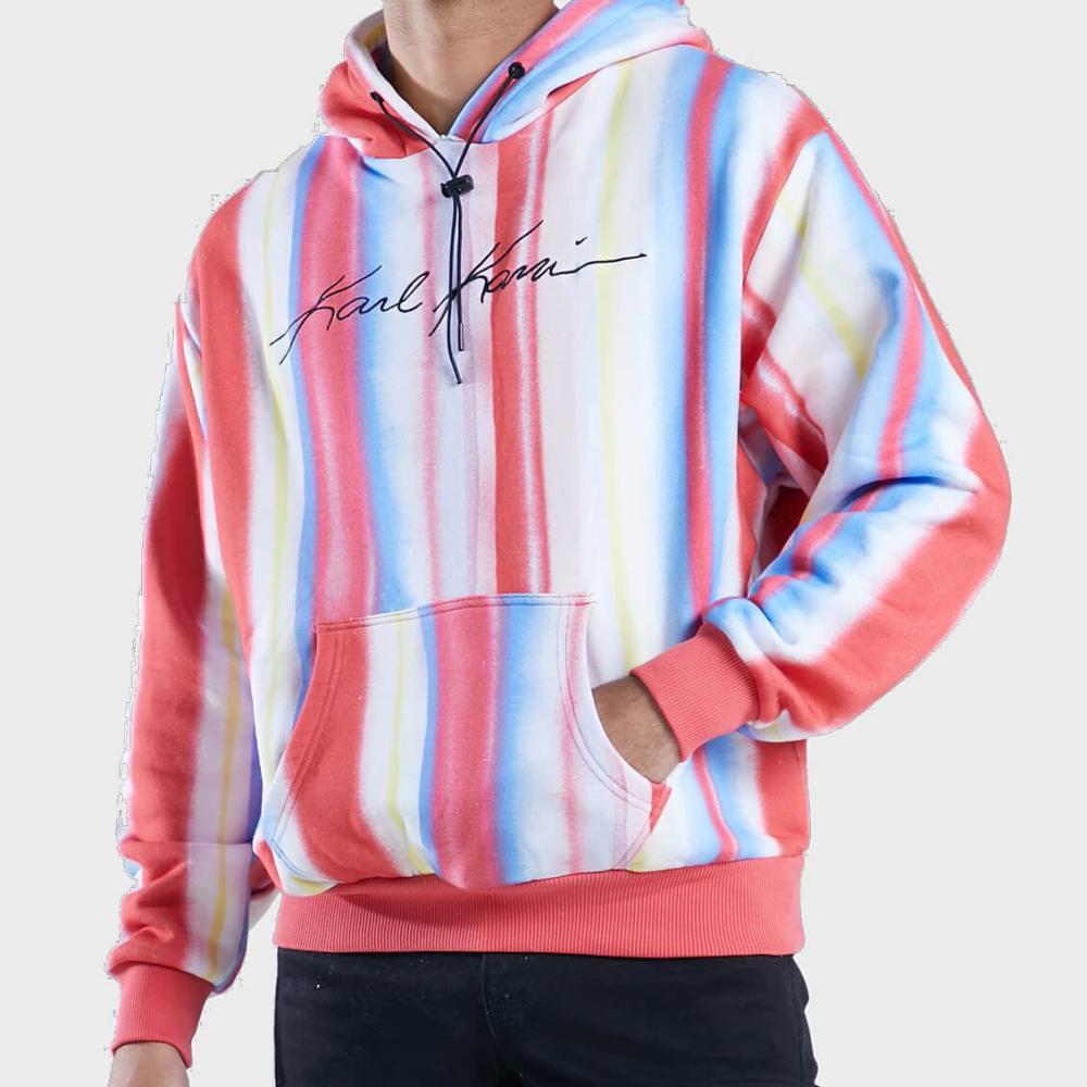 Karl Kani KK Autograph Tie Dye Stripe OS Hoodie red