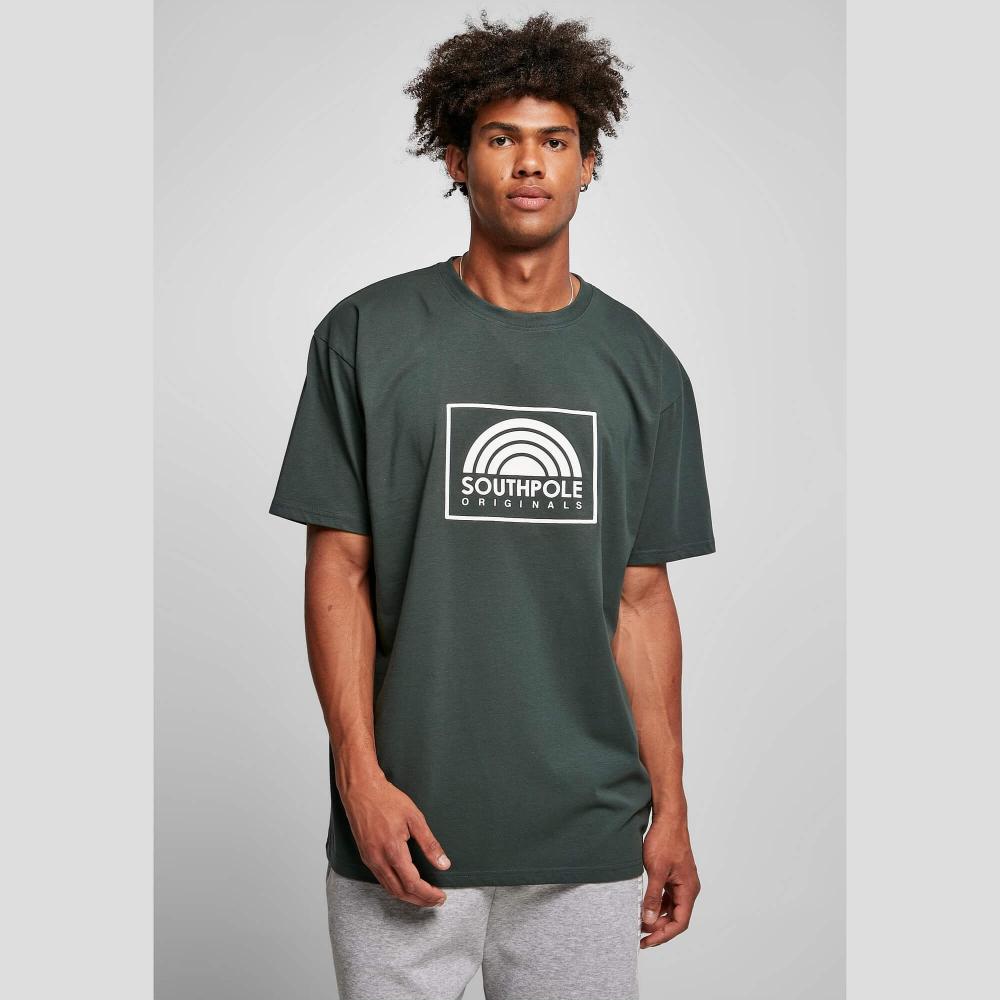 Southpole Square Logo Tee bottlegreen