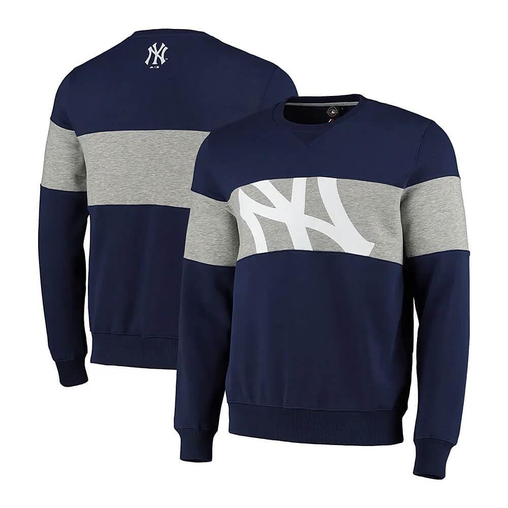 Majestic MLB Pannelled Crew Neck Sweatshirt New York Yankees Navy