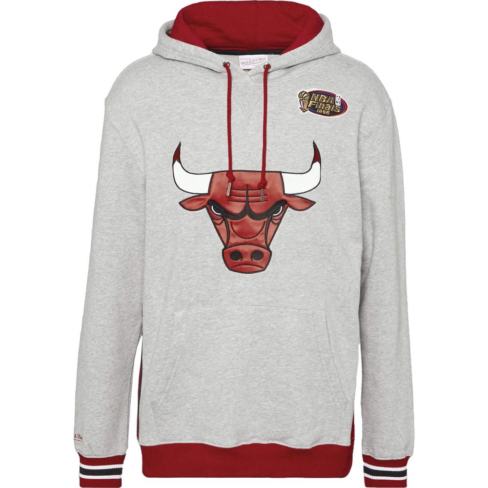 Mitchell & Ness NBA Pinnacle Heavyweight Fleece Hoody CHICAGO BULLS GREY HEATHER / RED