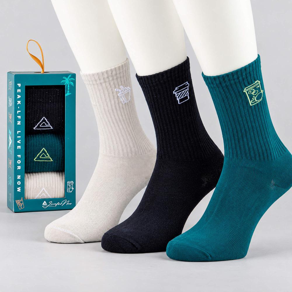 Módne vysoké ponožky PEAK Stretch High Cut Socks 3-pack čierne, béžové a petrolejové