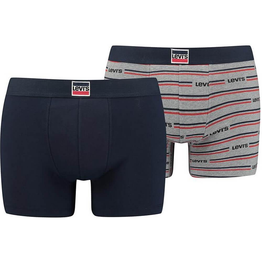 Levis Men Organic Cotton Sprtswr Aop Boxer Brief 2 Grey Melange/Navy