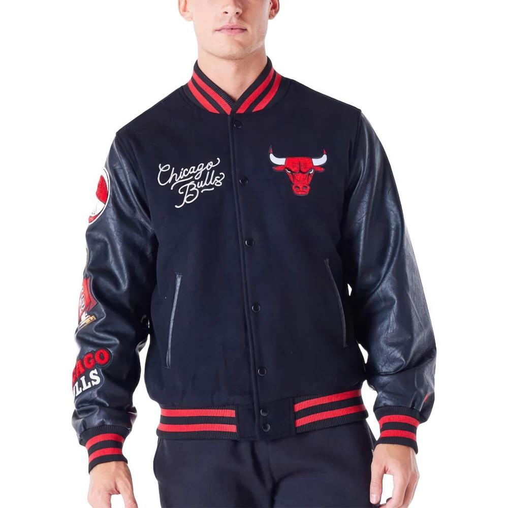 Bunda bomber New Era NBA Chicago Bulls Patch College Jacket čierna