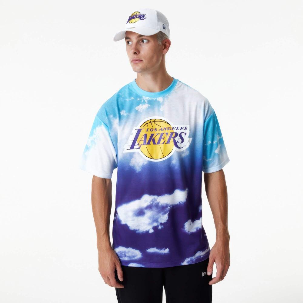 Tričko New Era La Lakers NBA Sky All Over Print Blue Oversized T-Shirt modré