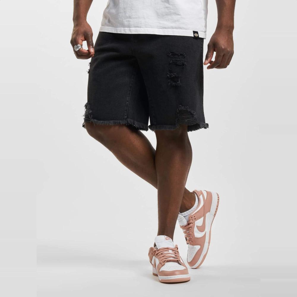 Pánske džínsové šortky Karl Kani Distressed Raw Hem čierne