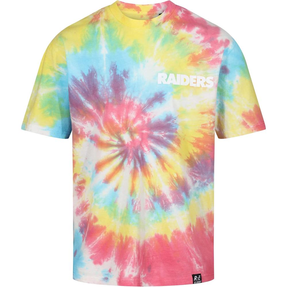 Re:Covered NFL Raiders Shield Rainbow Tie Dye Relaxed T-Shirt