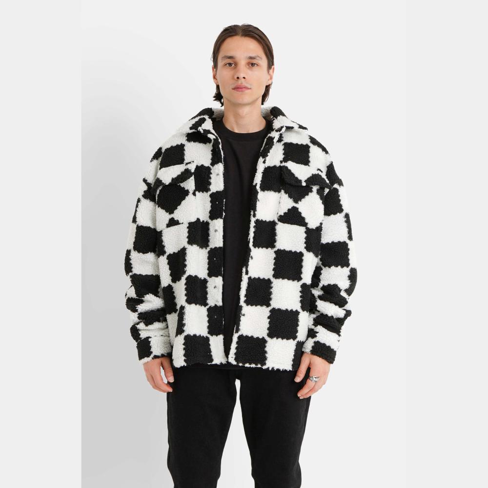 Sixth June Oversized Square Sherpa Jacket Bkwh