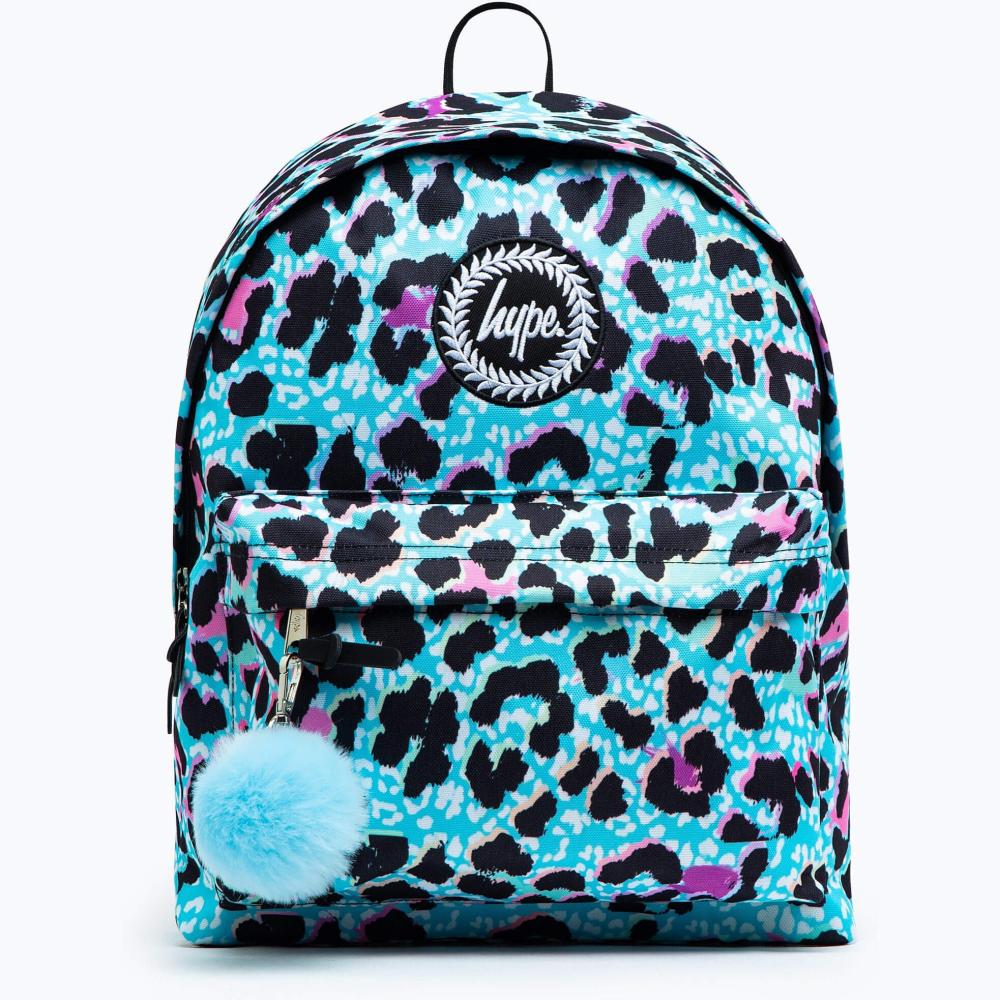 Hype Unisex Blue Ice Leopard Crest Backpack Blue