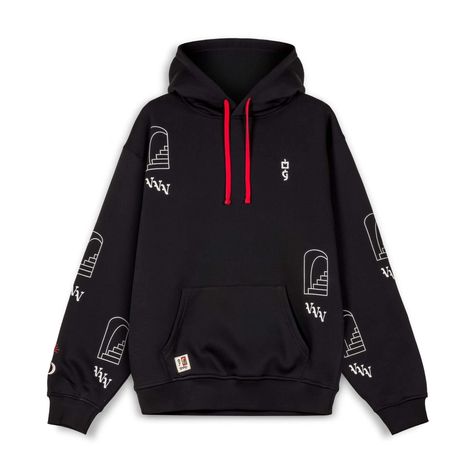 GRIMEY WEAR VITA DEORUM (GRMY X OJ) VINTAGE HOODIE BLACK - SHOP.BALLERS.SK