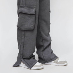 Sean John Script Logo Washed Out Slit Sweatpants black