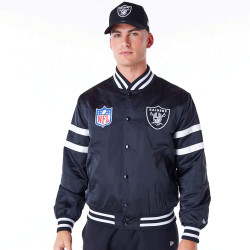 Bomber bunda New Era NFL Las Vegas Raiders Satin Black Bomber Jacket čierna