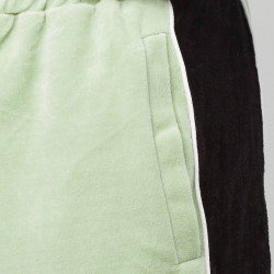 Sean John Script Logo Colorblock Velvet Trackpants light green/black/white