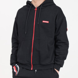 Sprayground Hidden In The Zipper Shark Fullzip Hoodie Black