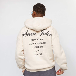 Sean John Script Logo Peached City Backprint Hoodie Beige