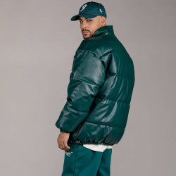 Grimey Wear Westbound Pu Leather Reversible Puffy Jacket Green