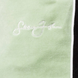 Sean John Script Logo Colorblock Velvet Trackpants light green/black/white