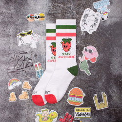 American Socks Stay Awesome - Mid High White